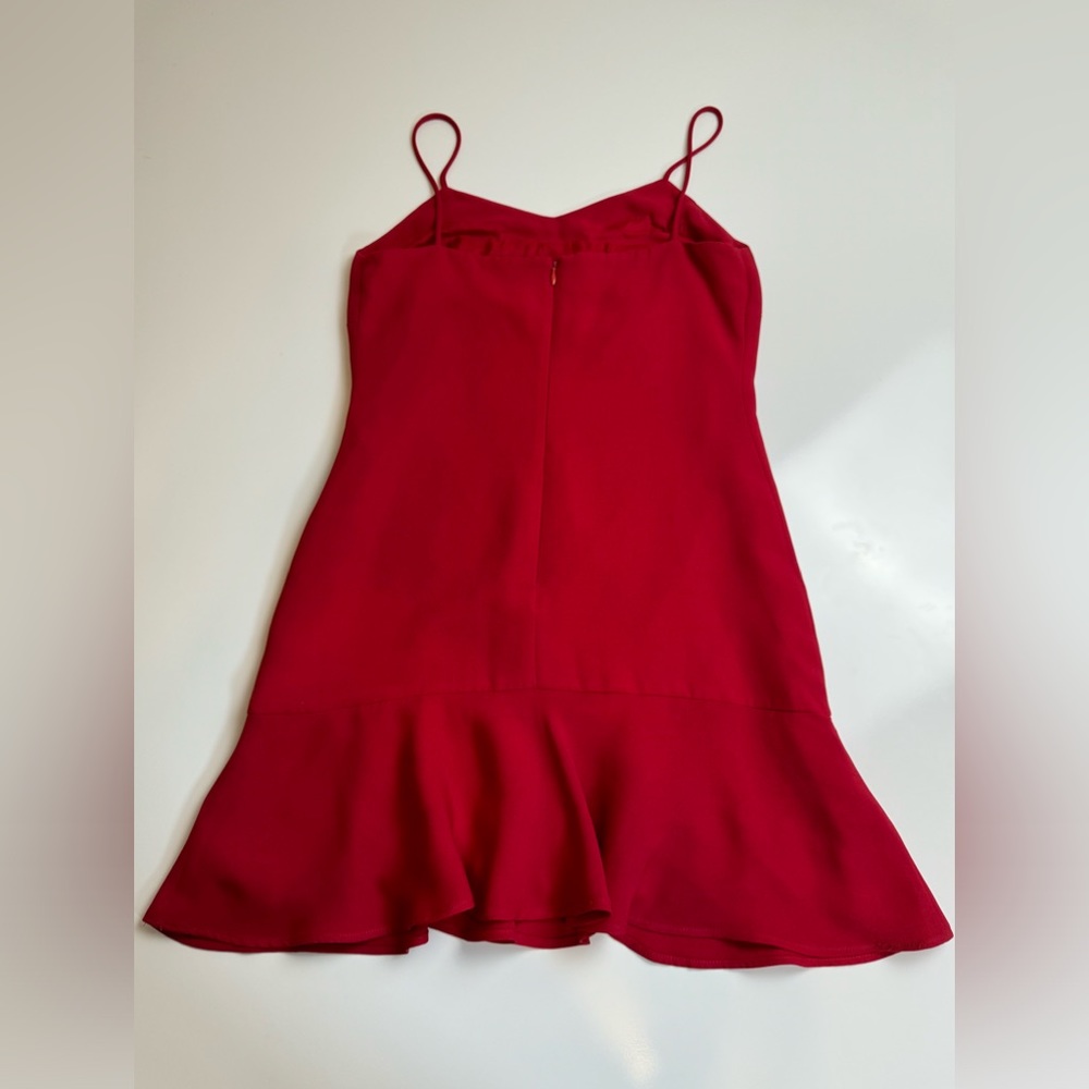 ANN TAYLOR Red Mini Dress Ruffle Bottom Size 6 Made In USA - Picture 2 of 7